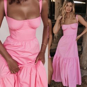 House of CB Pink Ruched Sundress Sweetheart Neckline